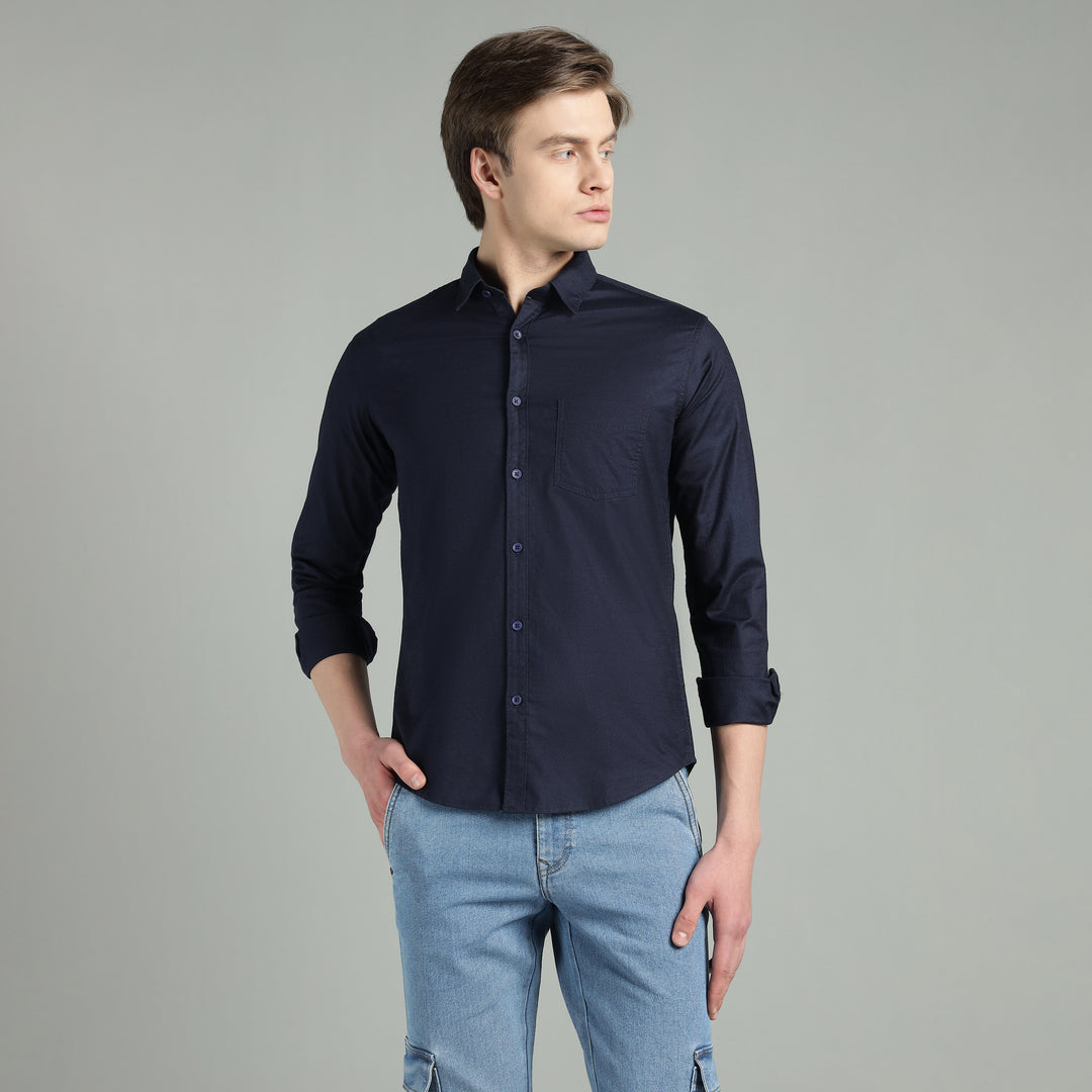 Men’s Solid Color Stretchable Casual Shirt