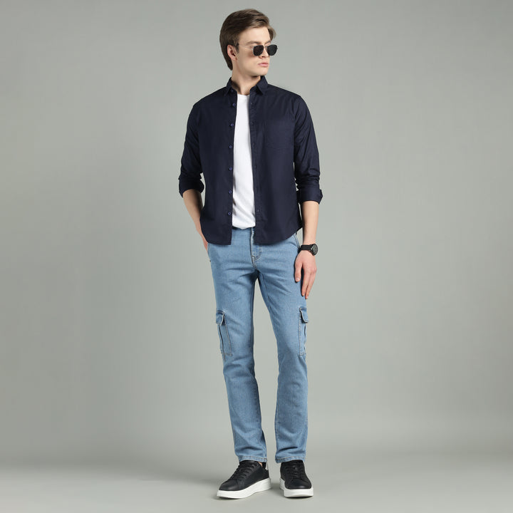 Men’s Solid Color Stretchable Casual Shirt