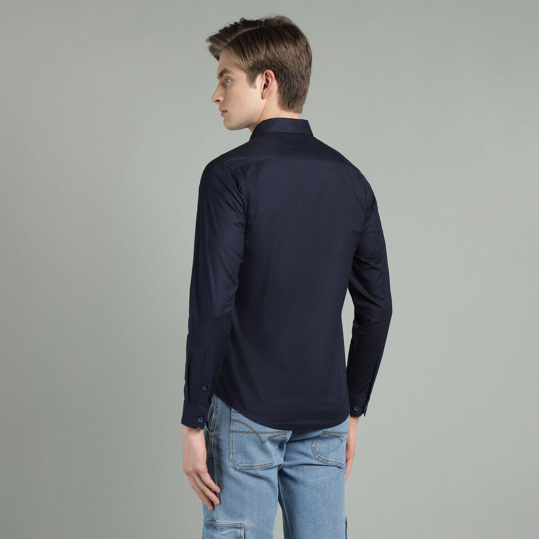 Men’s Solid Color Stretchable Casual Shirt