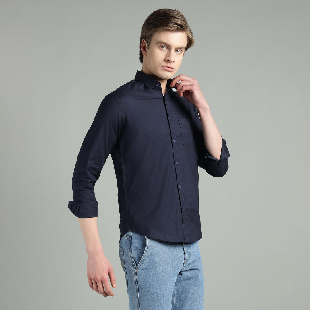 Men’s Solid Color Stretchable Casual Shirt