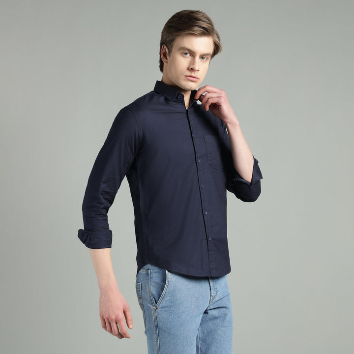 Men’s Solid Color Stretchable Casual Shirt