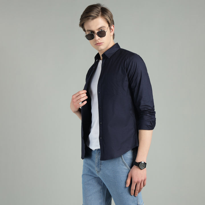 Men’s Solid Color Stretchable Casual Shirt