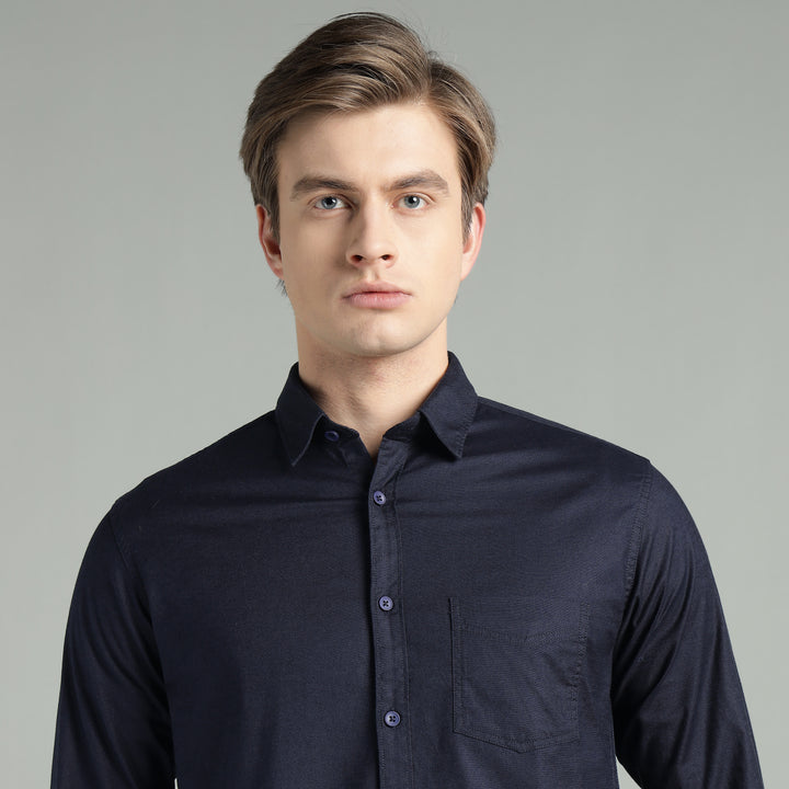 Men’s Solid Color Stretchable Casual Shirt