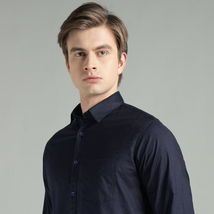 Men’s Solid Color Stretchable Casual Shirt