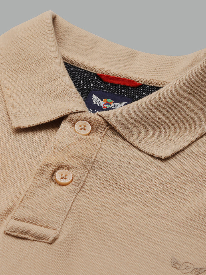 Men Beige Polo T-Shirt