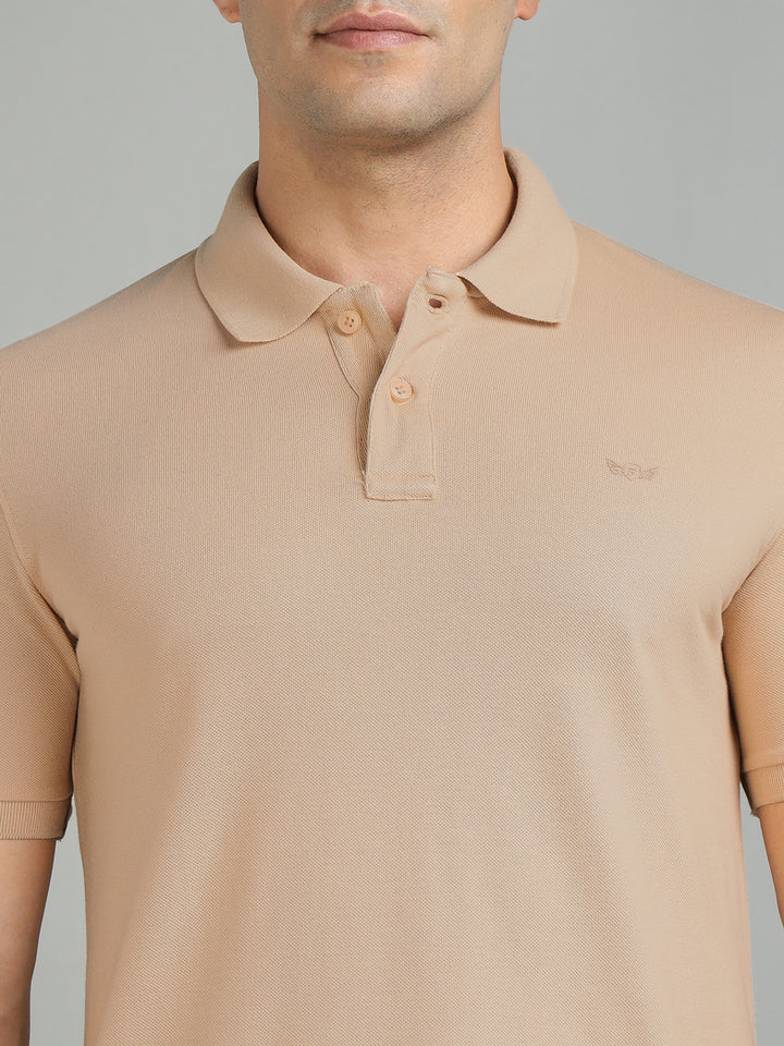Men Beige Polo T-Shirt