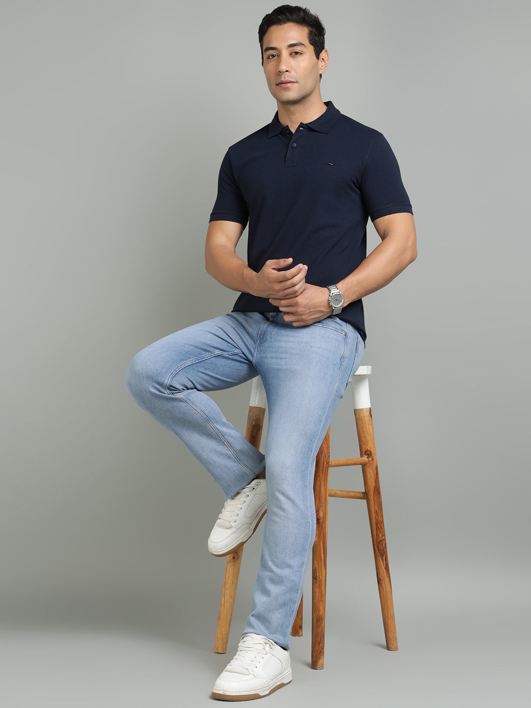 Men Navy Polo T-Shirt