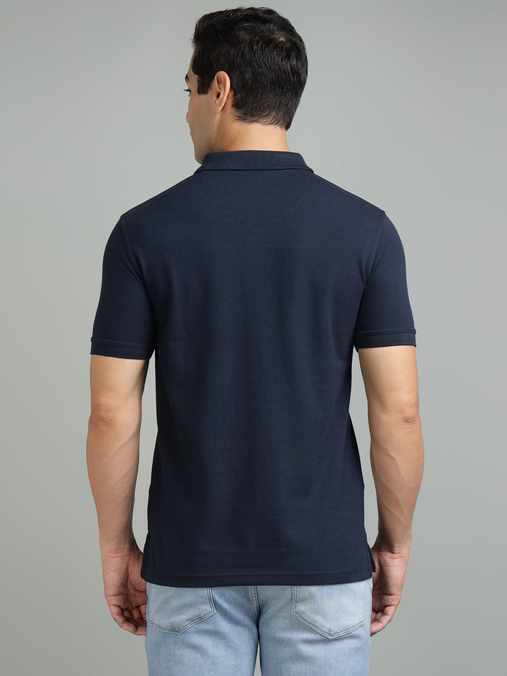 Men Navy Polo T-Shirt
