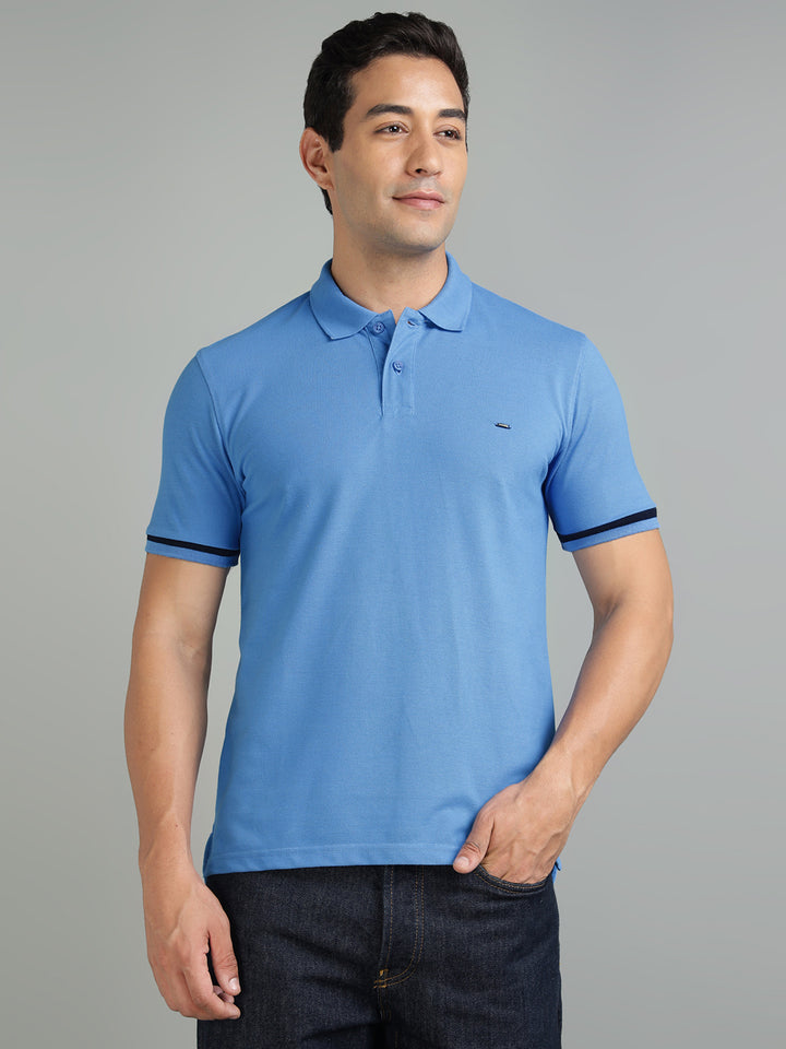 Men Sky Blue Polo T-Shirt