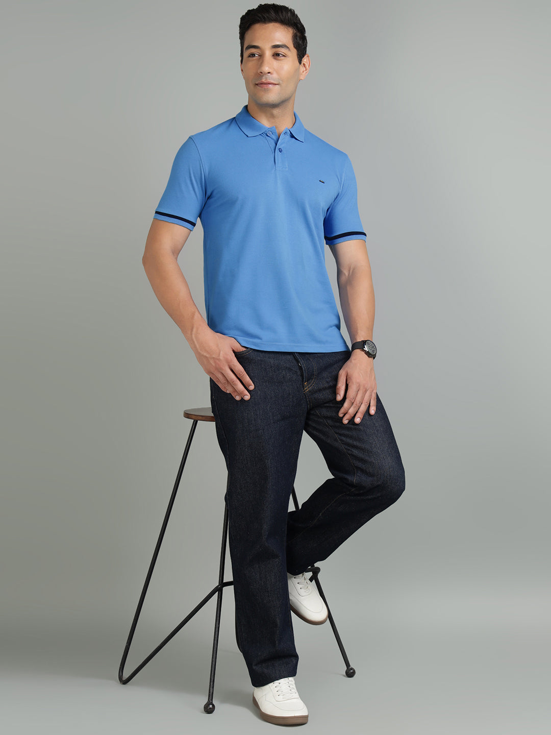 Men Sky Blue Polo T-Shirt