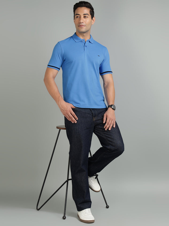 Men Sky Blue Polo T-Shirt