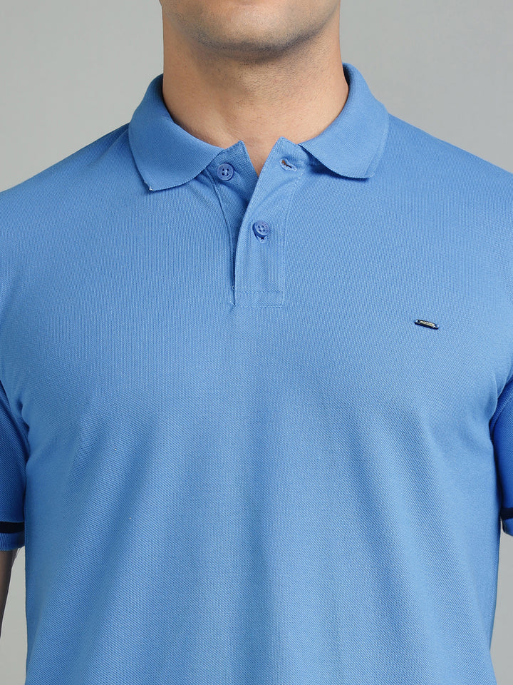Men Sky Blue Polo T-Shirt