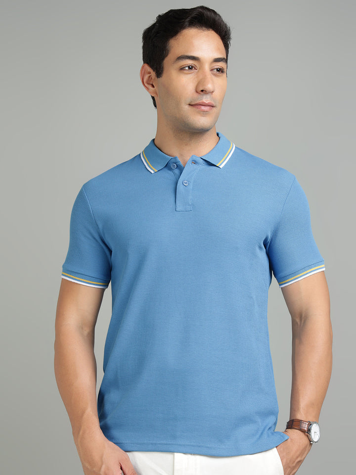Men Sky Blue Polo T-Shirt