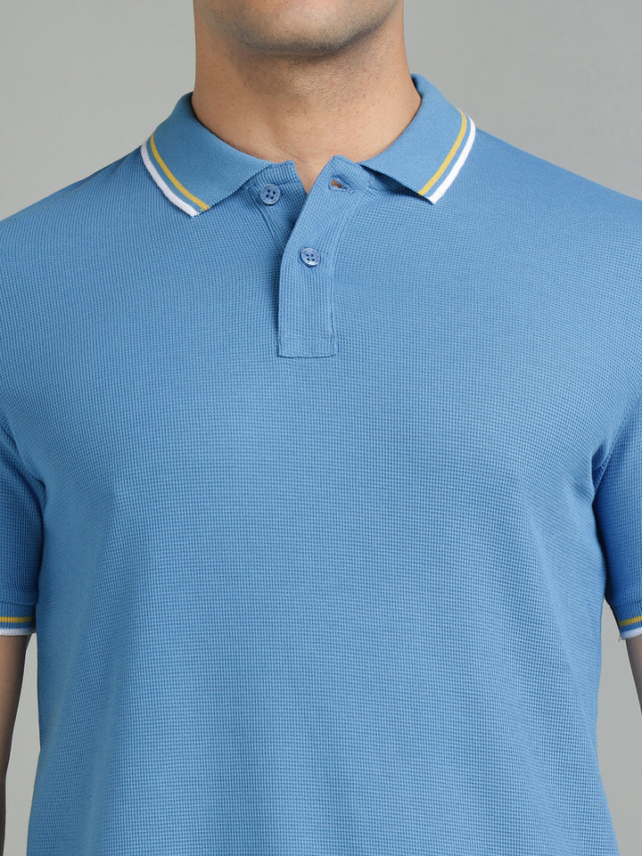 Men Sky Blue Polo T-Shirt