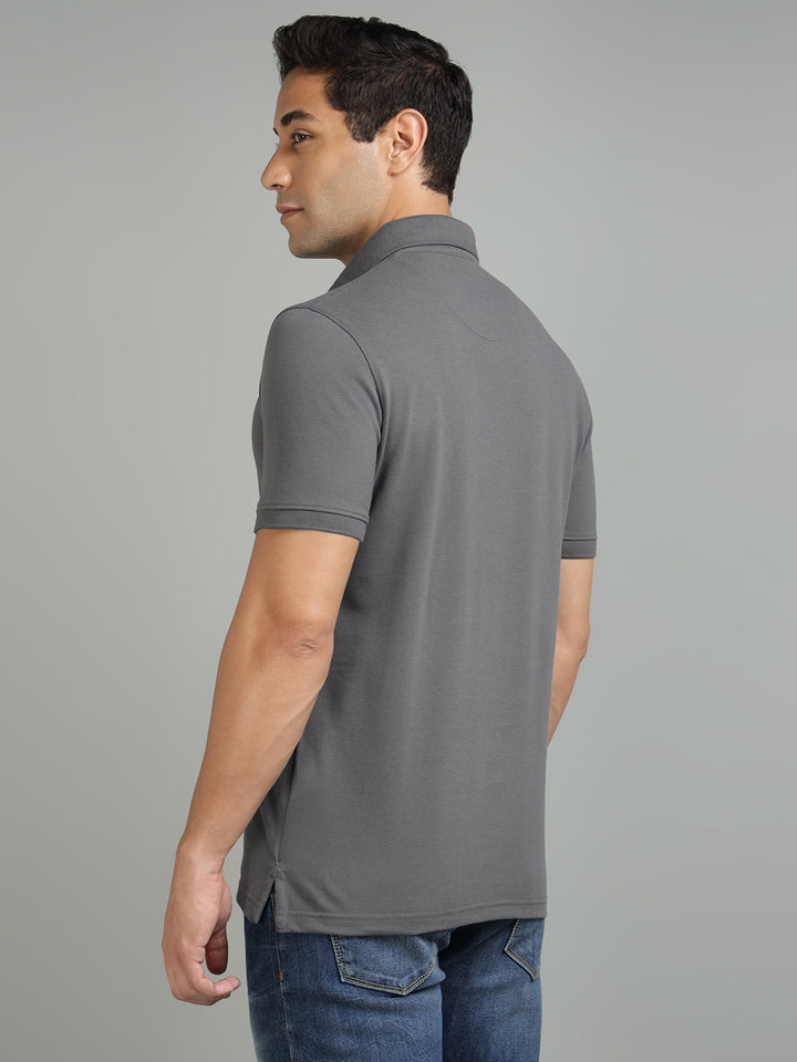Men Dark Grey Polo T-Shirt