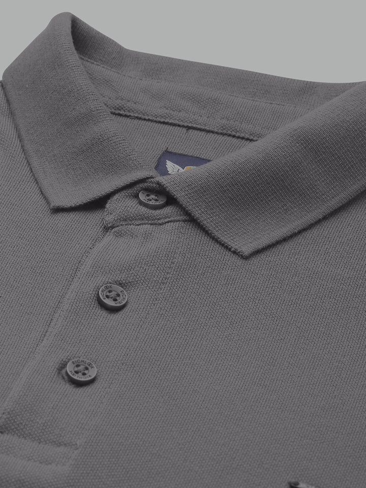 Men Dark Grey Polo T-Shirt