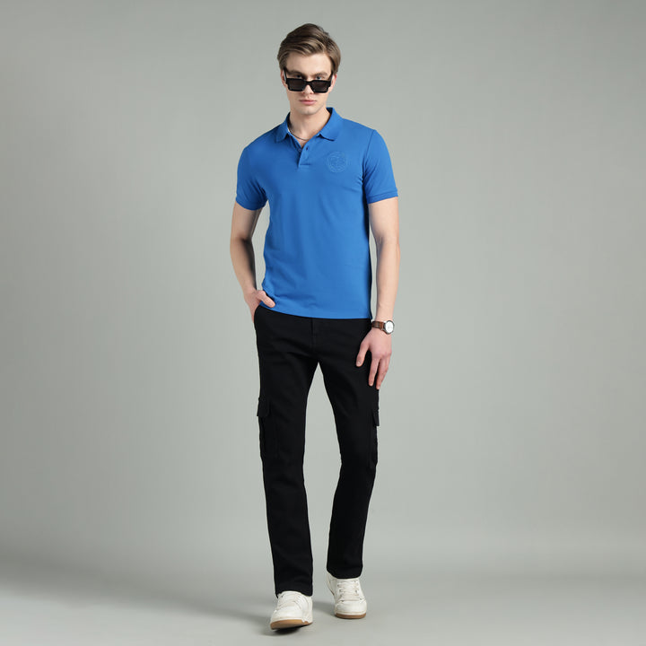 Men's Royal Blue Cotton Polo T-Shirt