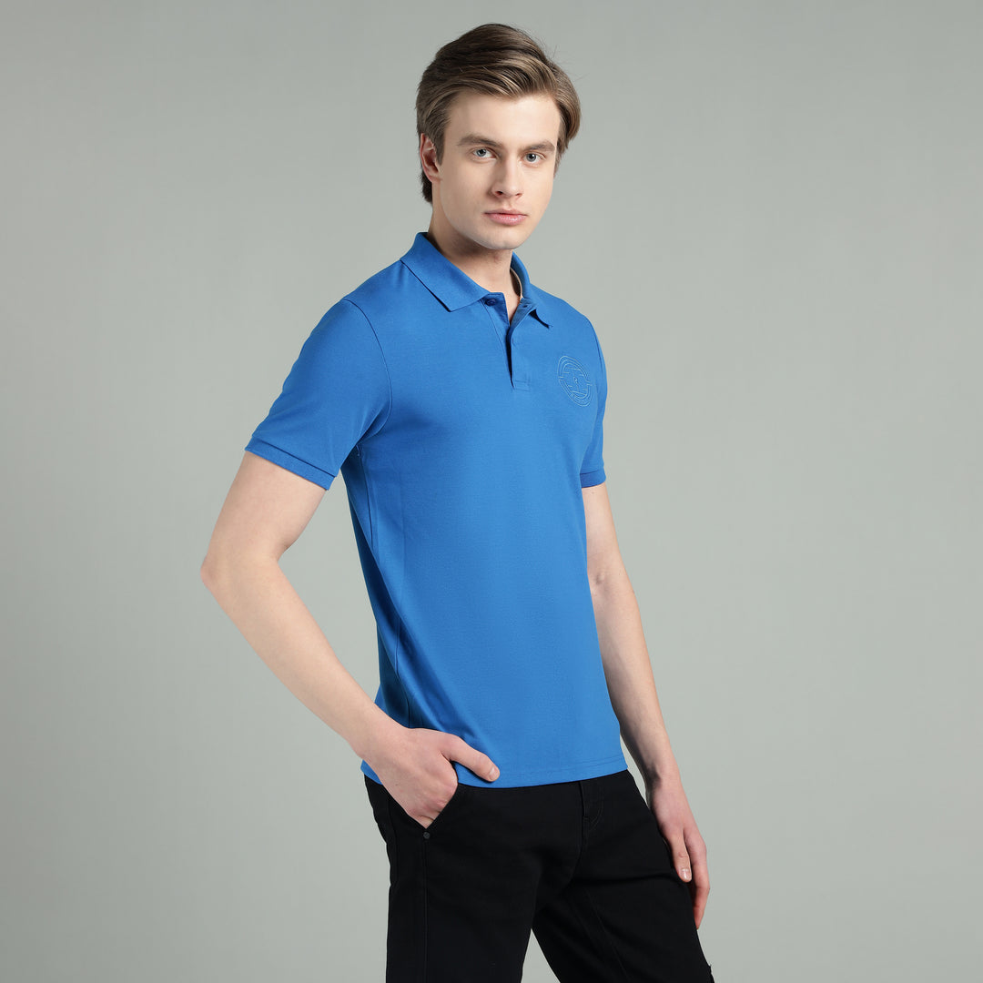 Men's Royal Blue Cotton Polo T-Shirt