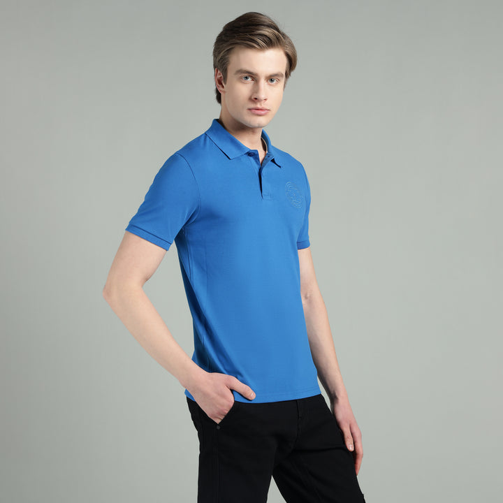 Men's Royal Blue Cotton Polo T-Shirt