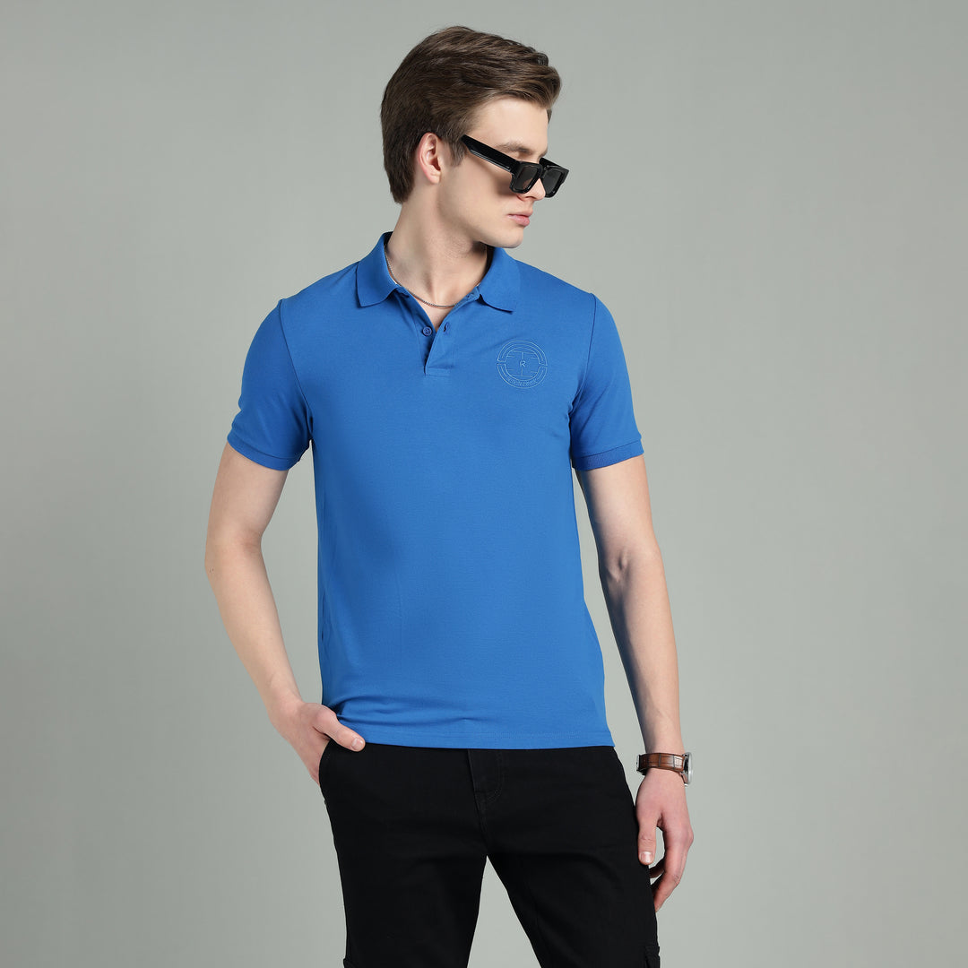 Men's Royal Blue Cotton Polo T-Shirt