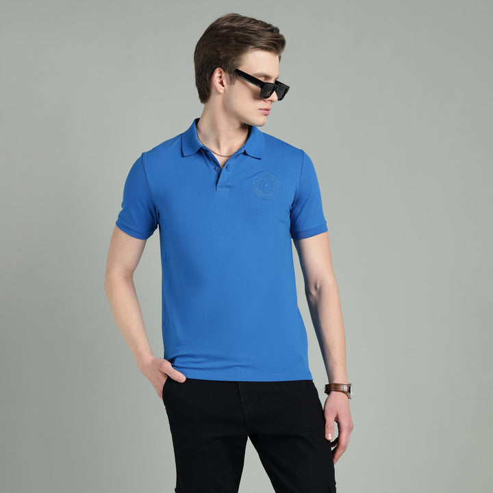 Men's Royal Blue Cotton Polo T-Shirt