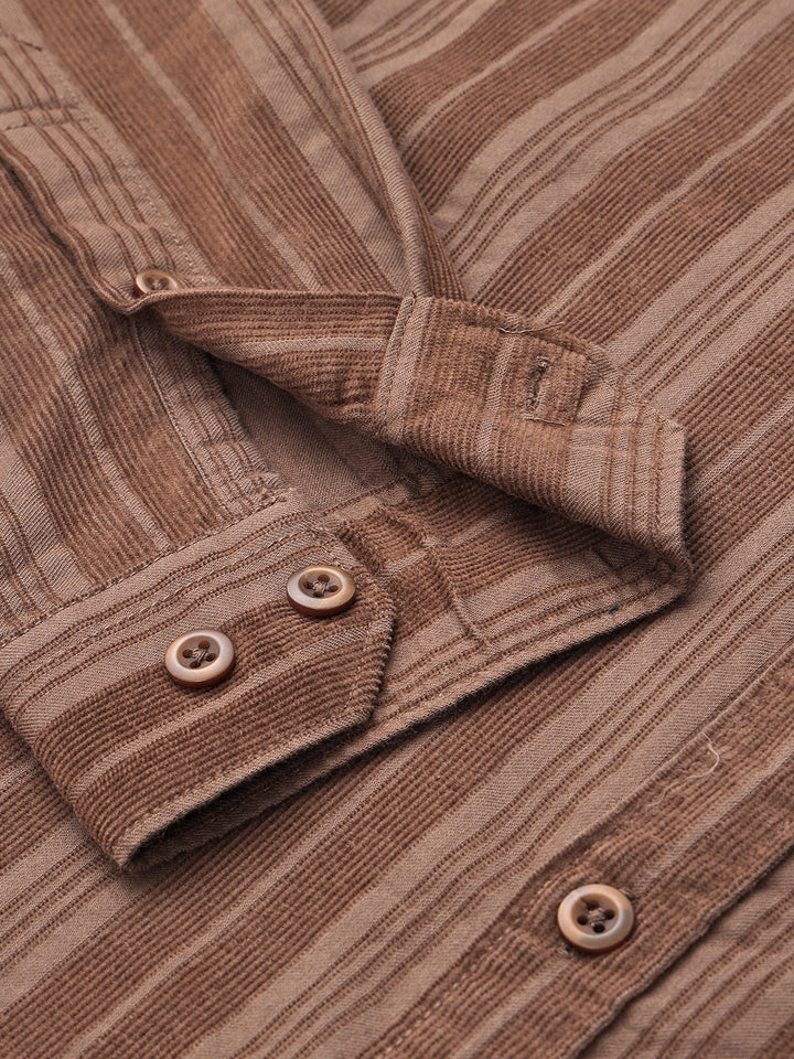 Men Sepia Cotton Casual Shirt