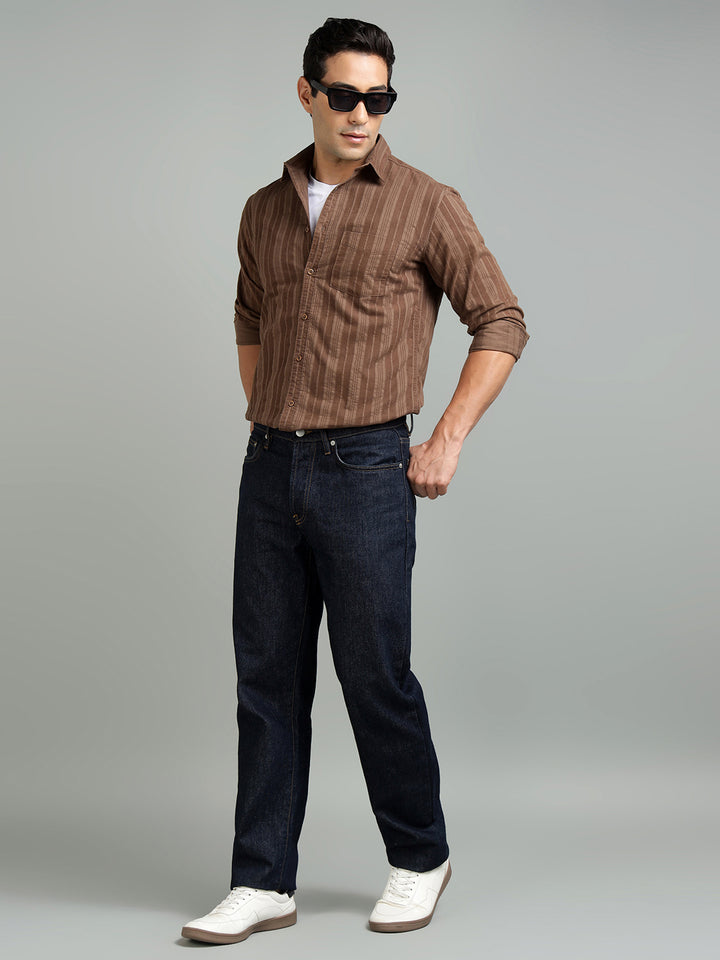 Men Sepia Cotton Casual Shirt