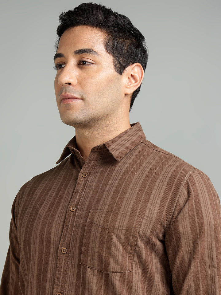 Men Sepia Cotton Casual Shirt