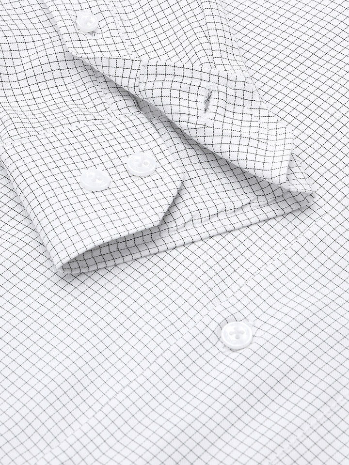 Men Off White Check Cotton Formal Shirt