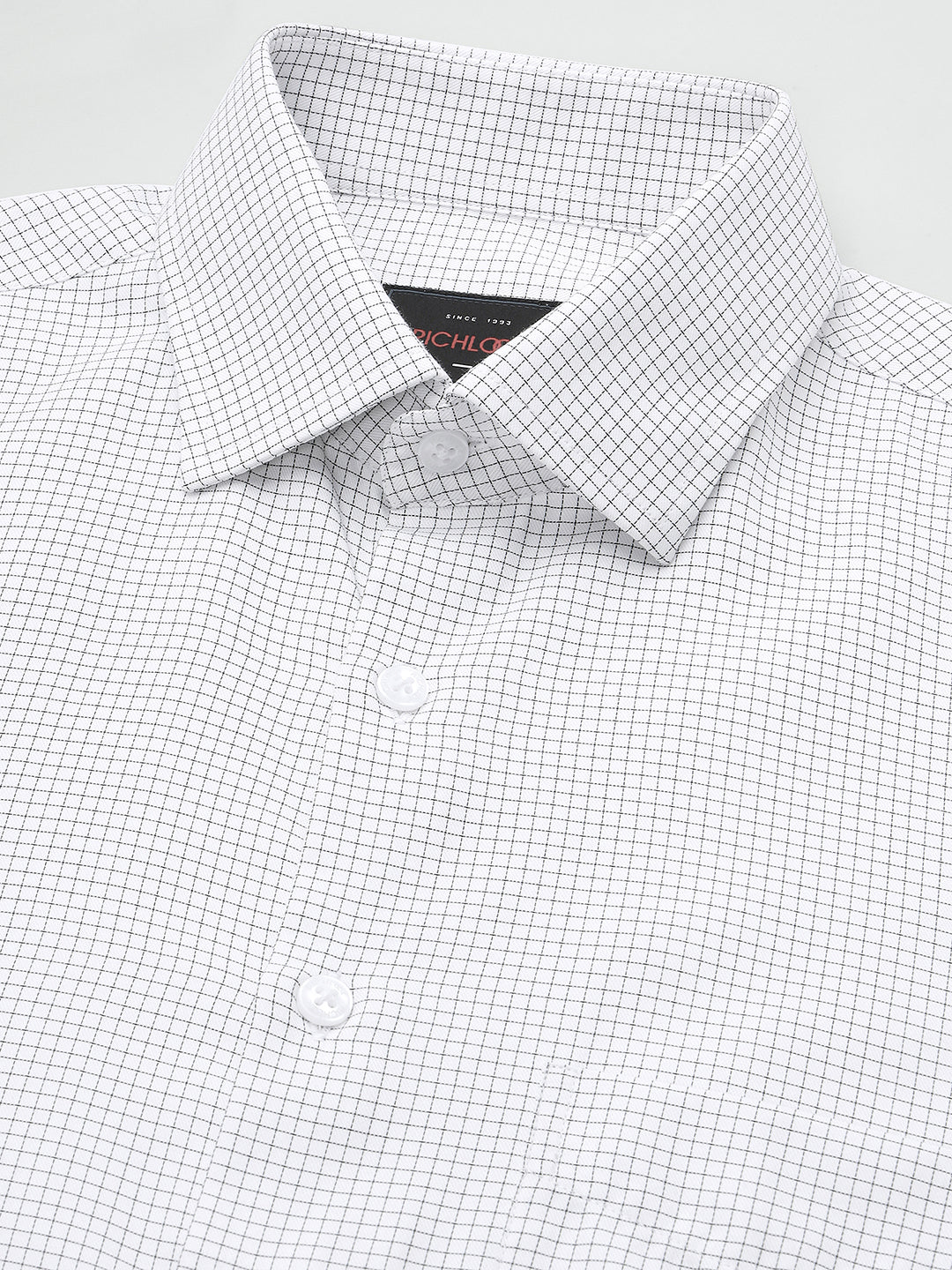 Men Off White Check Cotton Formal Shirt