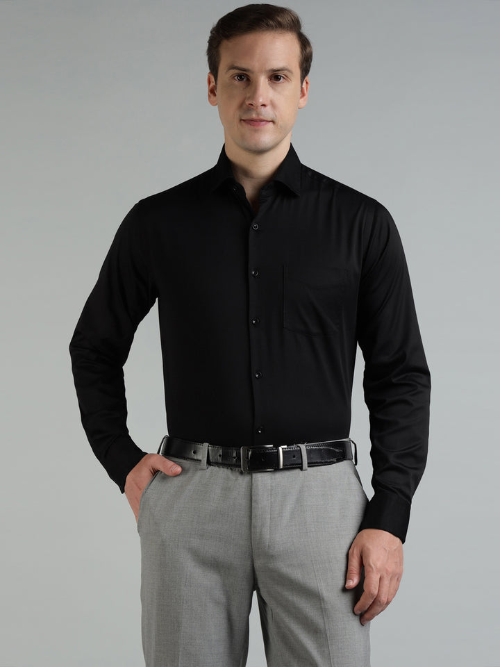 Men Black Lycra Cotton Partywear Shirt