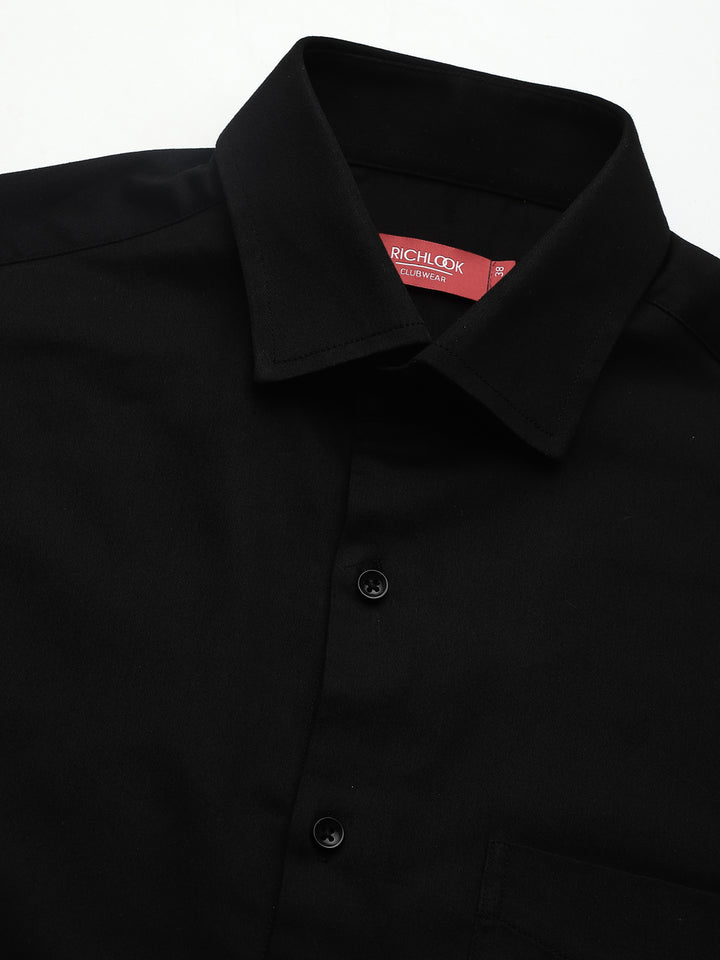 Men Black Lycra Cotton Partywear Shirt