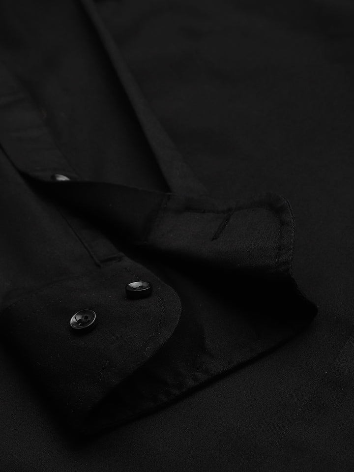 Men Black Lycra Cotton Partywear Shirt