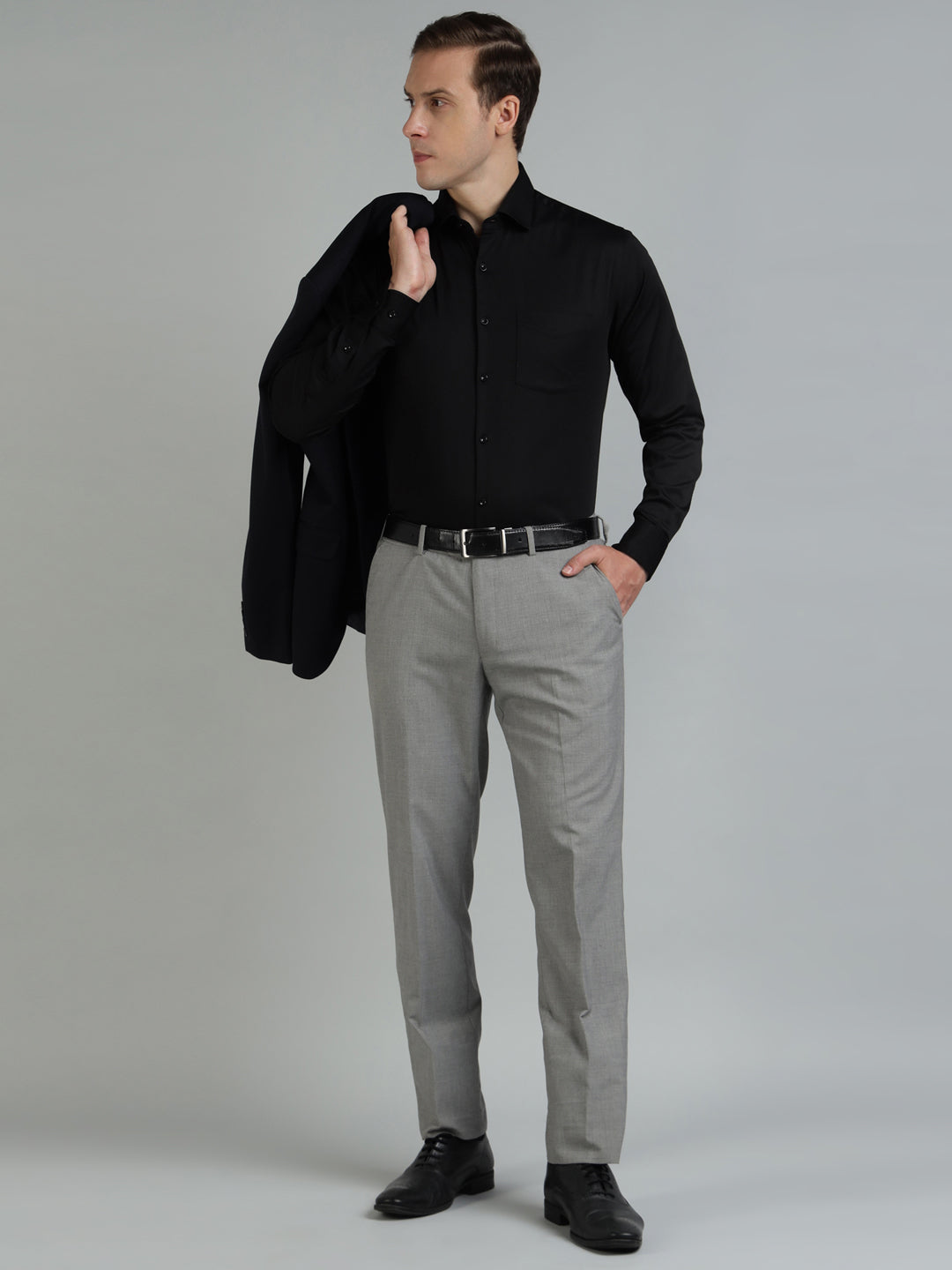 Men Black Lycra Cotton Partywear Shirt