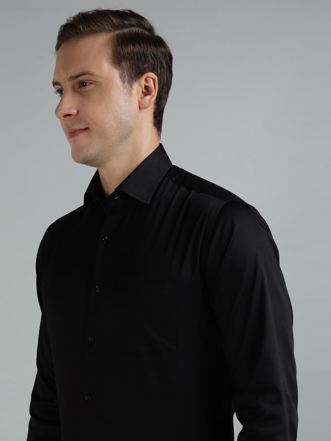 Men Black Lycra Cotton Partywear Shirt