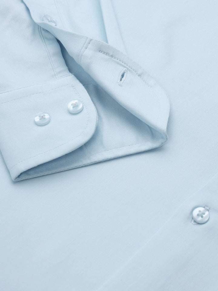 Men Sky Lycra Cotton Partywear Shirt