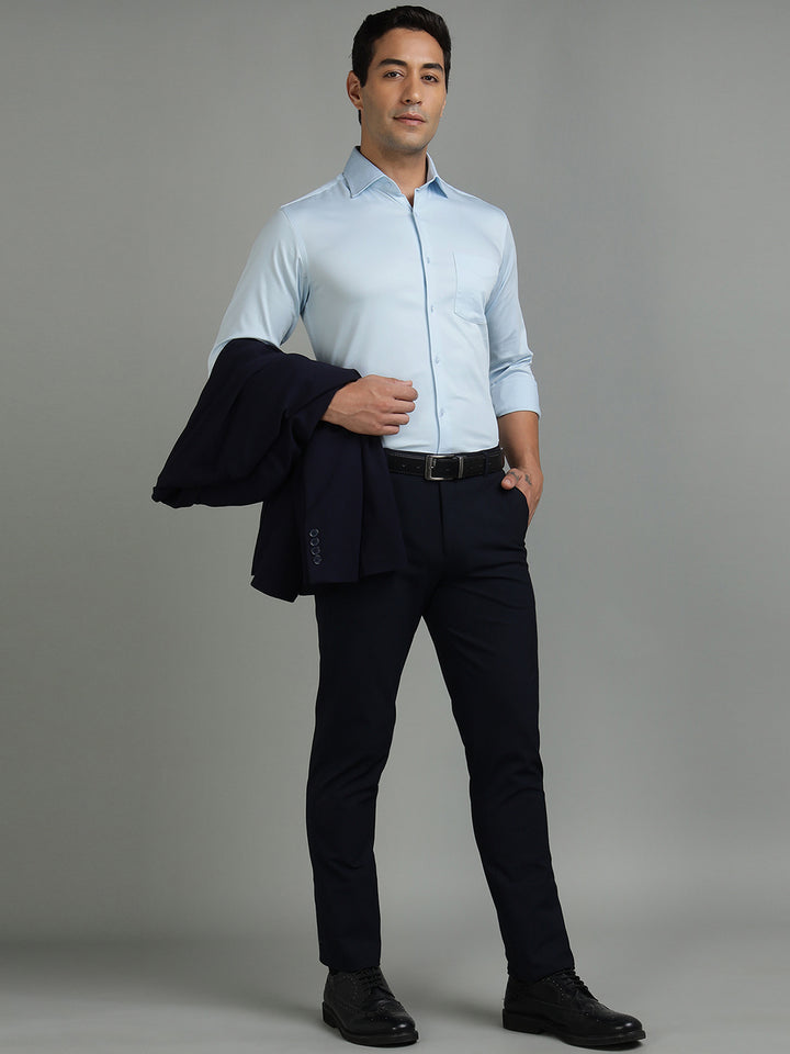 Men Sky Lycra Cotton Partywear Shirt