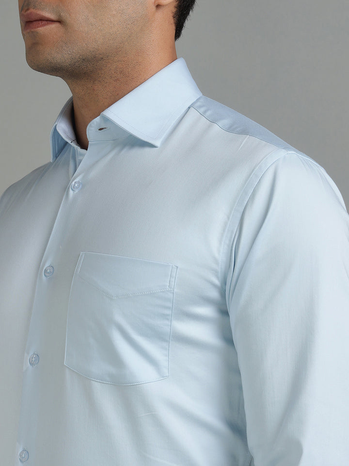 Men Sky Lycra Cotton Partywear Shirt