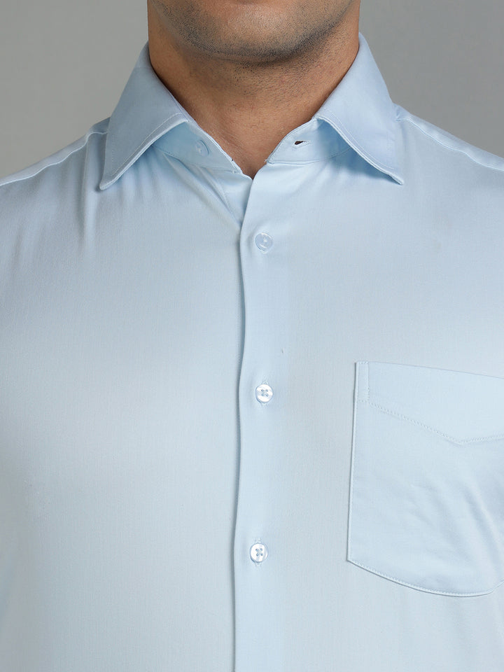 Men Sky Lycra Cotton Partywear Shirt