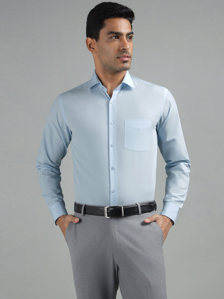Men Sky Standard Fit Solid Formal Shirt