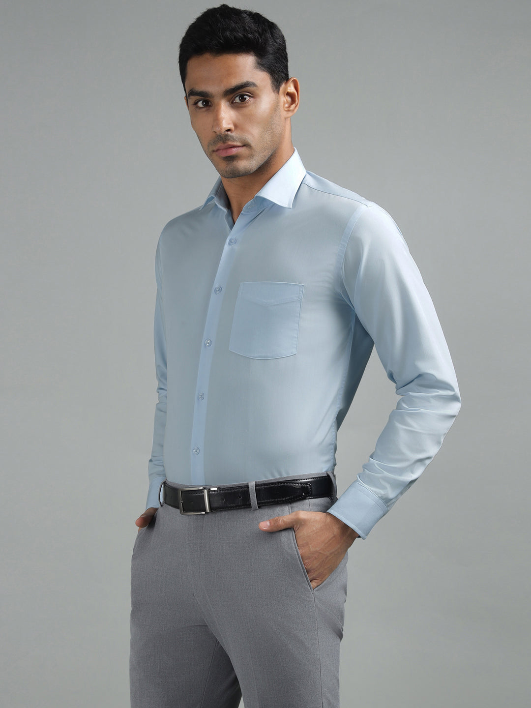 Men Sky Standard Fit Solid Formal Shirt