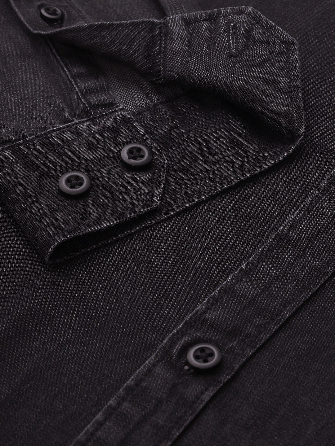 Men Black Indigo Cotton Casual Shirt