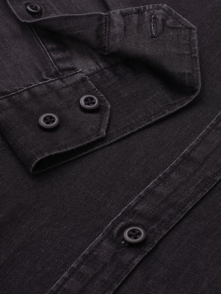 Men Black Indigo Cotton Casual Shirt
