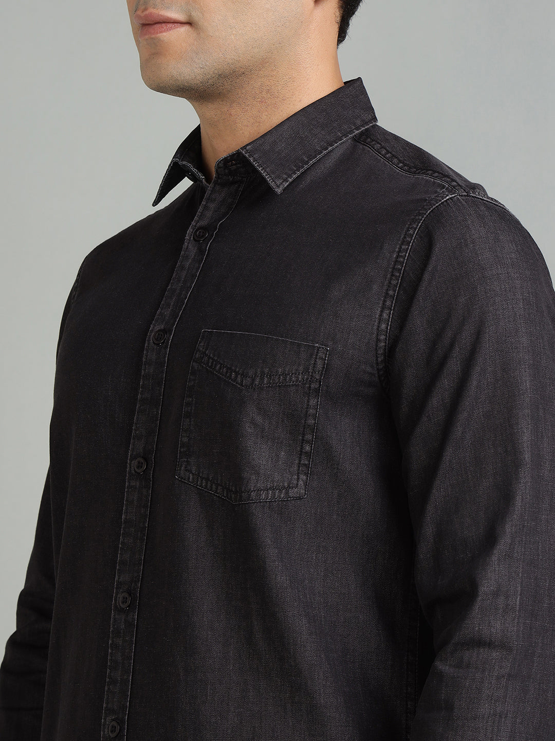 Men Black Indigo Cotton Casual Shirt