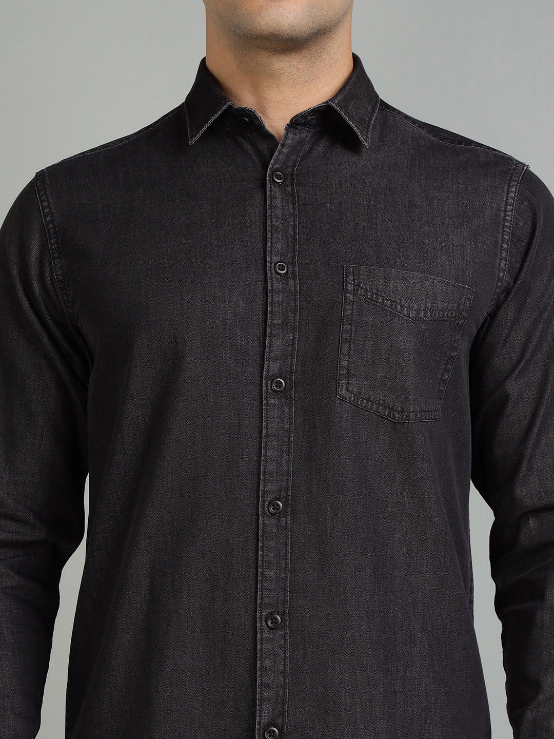 Men Black Indigo Cotton Casual Shirt