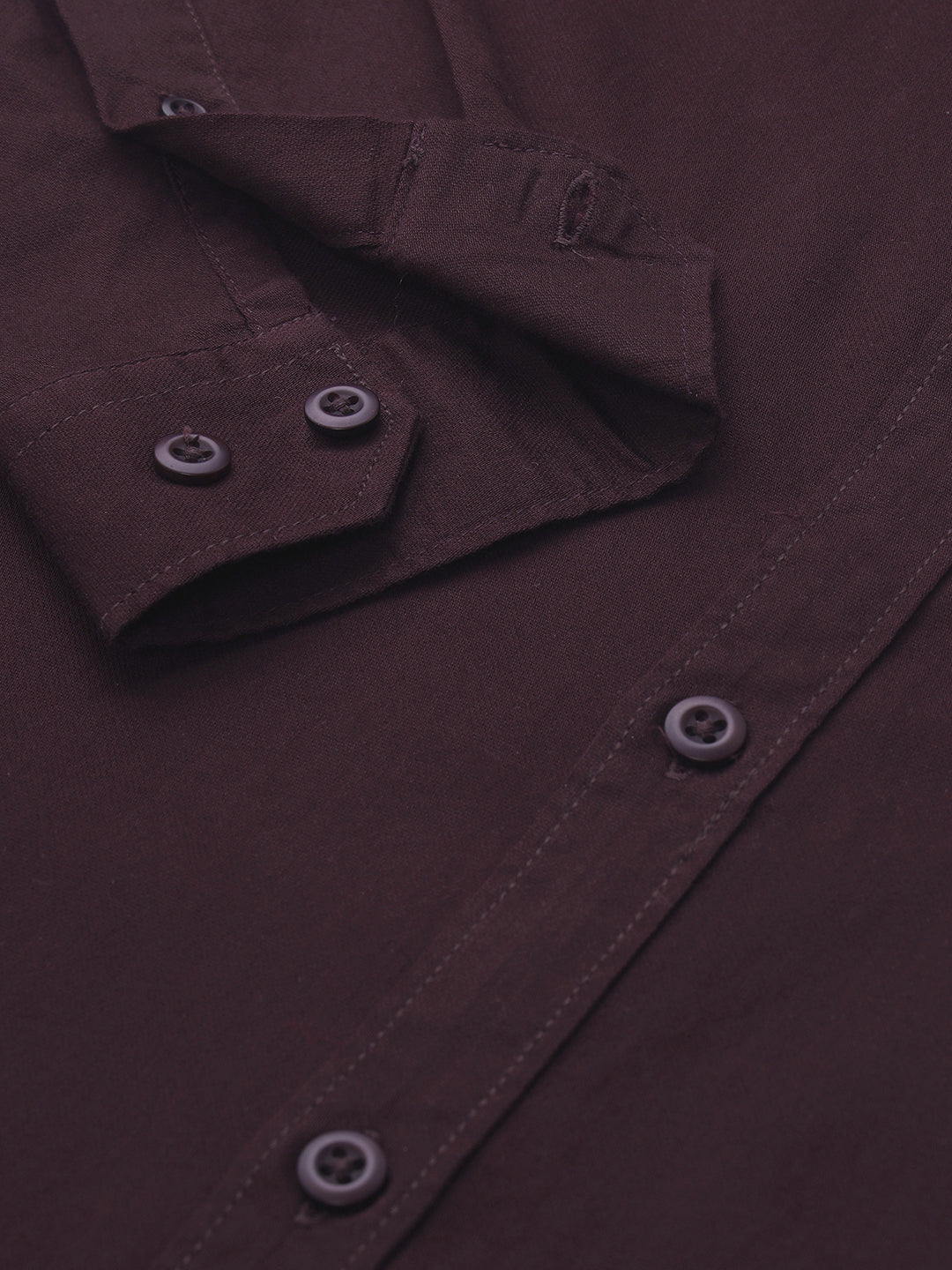 Men Wine Cotton Casual Shirt