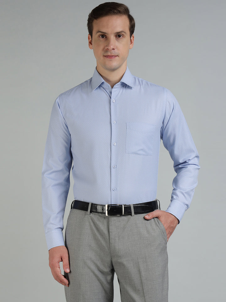 Men Sky Dobby Structure Cotton Formal Shirt