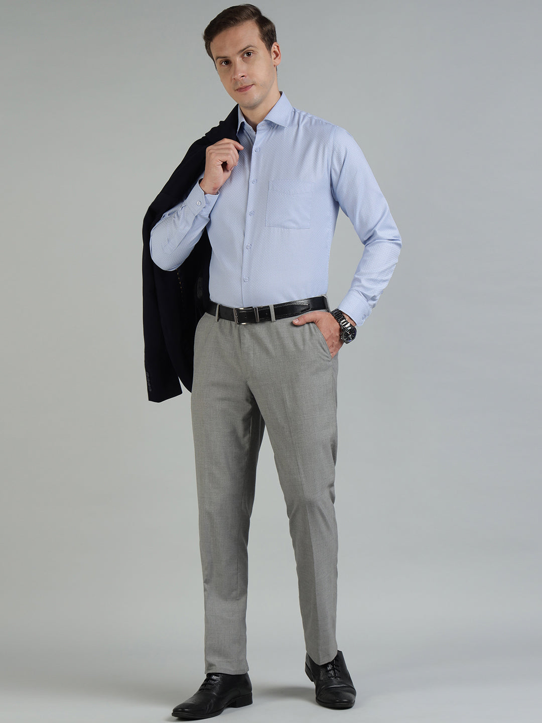 Men Sky Dobby Structure Cotton Formal Shirt