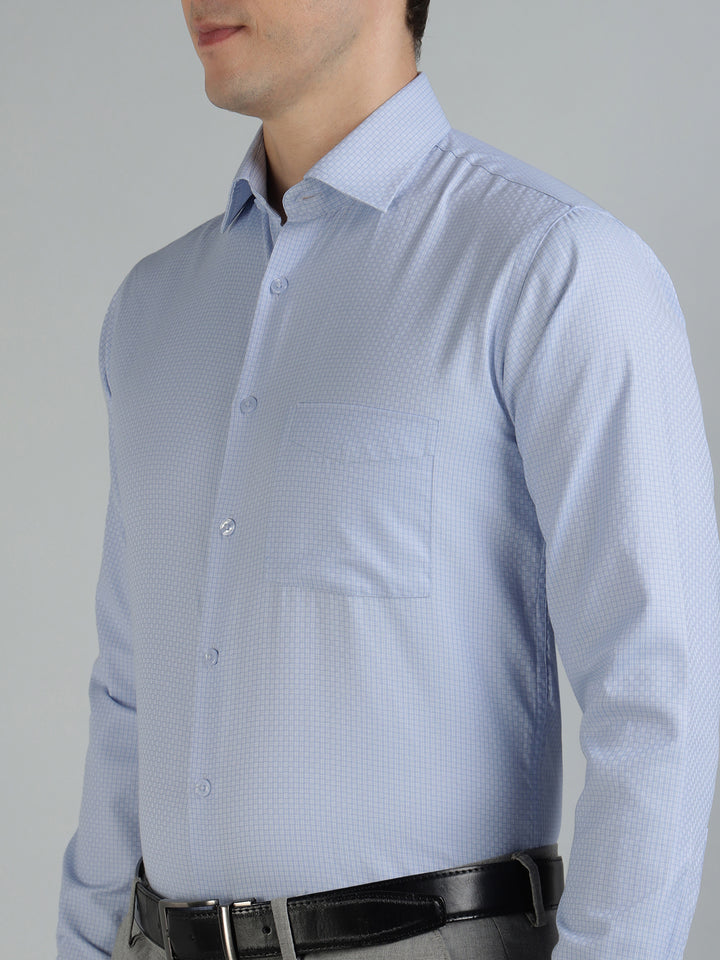 Men Sky Dobby Structure Cotton Formal Shirt