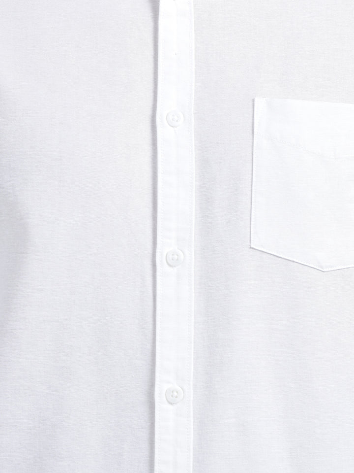 Men’s White Cotton Linen Shirt – Full Sleeve